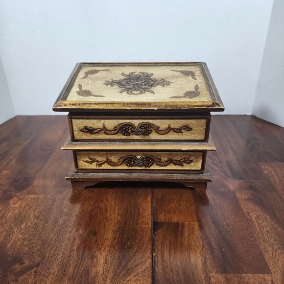 Vintage Florentine Musical Jewelry Box - Picture 1 of 12